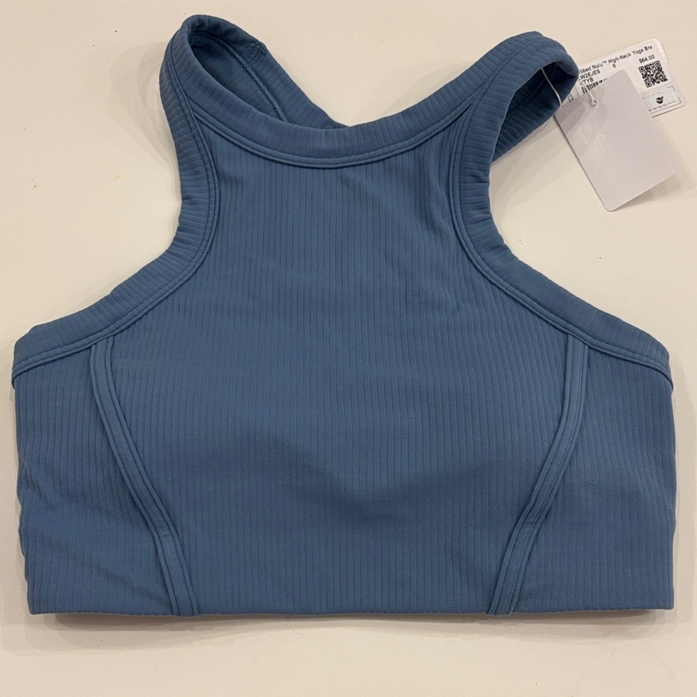 Lululemon Blue Ribbed High Neck Sports Bra